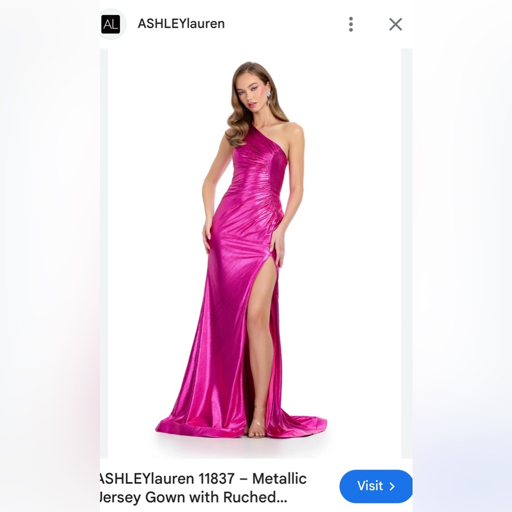 ASHLEYlauren Metallic Pink One-Shoulder Prom Dress